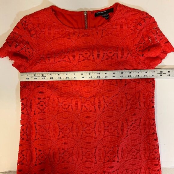 Maggy London Women Crochet Overtop Round Neck Short Sleeve Shift Dress Size 2 - Picture 10 of 12
